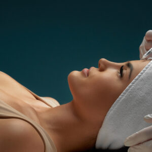 Cosmetic botox injection in forehead